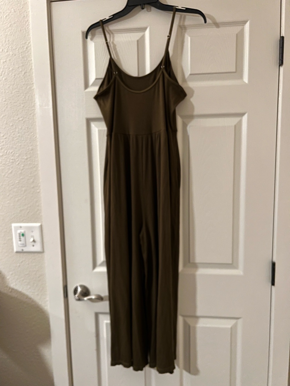 Army Green/Olive Ribbed Spaghetti Strap wide leg jumpsuit #160 - Picture 7 of 12